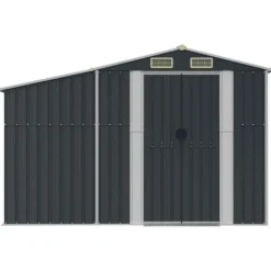 New The Living Store Trädgårdsskjul antracit 277x365,5x179 cm galvaniserat stål - Förråd & Redskapsbodar Skjul, Garage & Carports