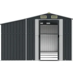New The Living Store Trädgårdsskjul antracit 277x365,5x179 cm galvaniserat stål - Förråd & Redskapsbodar Skjul, Garage & Carports