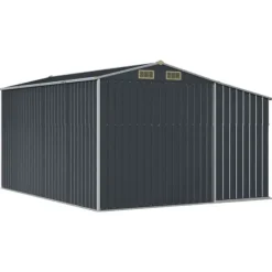 New The Living Store Trädgårdsskjul antracit 277x365,5x179 cm galvaniserat stål - Förråd & Redskapsbodar Skjul, Garage & Carports