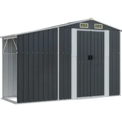 New The Living Store Trädgårdsskjul antracit 277x365,5x179 cm galvaniserat stål - Förråd & Redskapsbodar Skjul, Garage & Carports