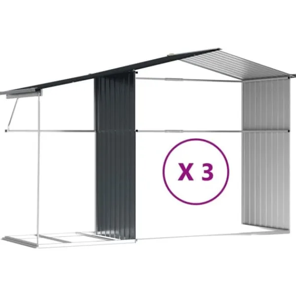 New The Living Store Trädgårdsskjul antracit 277x365,5x179 cm galvaniserat stål - Förråd & Redskapsbodar Skjul, Garage & Carports