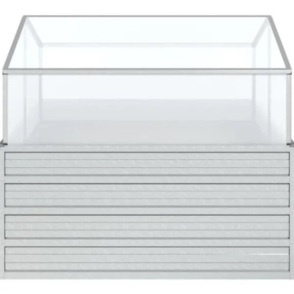 The Living Store Upphöjd odlingslåda med växthus 100x100x85 cm silver - Krukor & odlingslådor Växthus