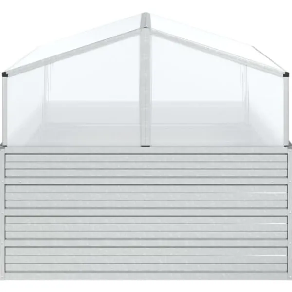 The Living Store Upphöjd odlingslåda med växthus 100x100x85 cm silver - Krukor & odlingslådor Växthus