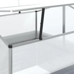 The Living Store Upphöjd odlingslåda med växthus 100x100x85 cm silver - Krukor & odlingslådor Växthus