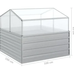 The Living Store Upphöjd odlingslåda med växthus 100x100x85 cm silver - Krukor & odlingslådor Växthus