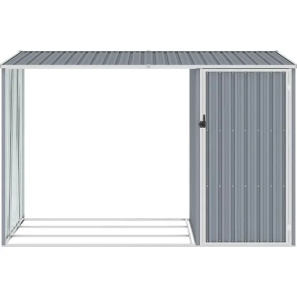 New The Living Store Vedskjul grå 245x98x159 cm galvaniserat stål - Förråd & Redskapsbodar Skjul, Garage & Carports