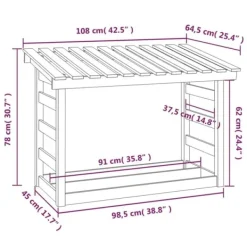 New The Living Store Vedställ vit 108x64,5x78 cm massiv furu - Tillbehör till vedställ & vedkorgar Tillbehör Till Vedeldade Kaminer & Öppna Spisar
