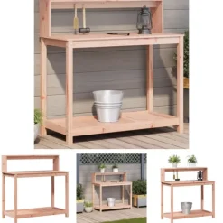 Sale The Living Store Växtbord med hyllor 108x50x109,5 cm massivt douglasträ - Växtställ Planteringsbänkar