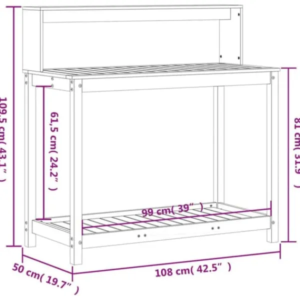Sale The Living Store Växtbord med hyllor 108x50x109,5 cm massivt douglasträ - Växtställ Planteringsbänkar