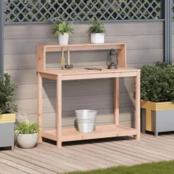Sale The Living Store Växtbord med hyllor 108x50x109,5 cm massivt douglasträ - Växtställ Planteringsbänkar