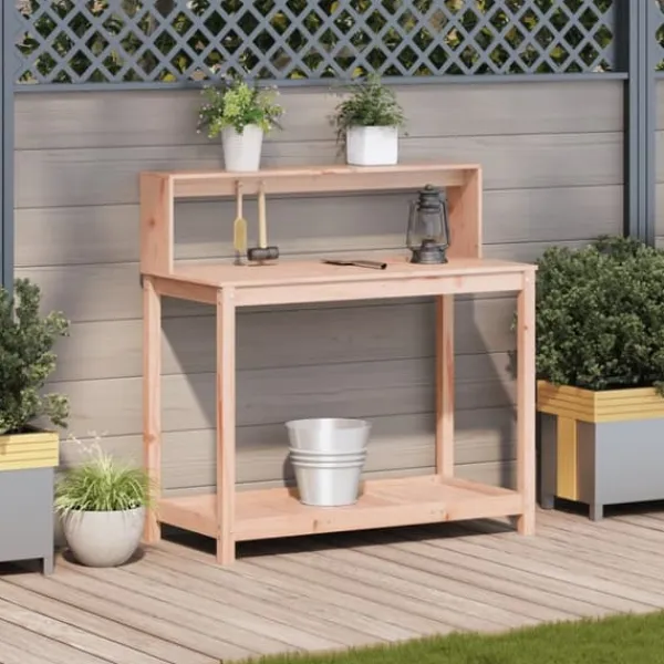 Sale The Living Store Växtbord med hyllor 108x50x109,5 cm massivt douglasträ - Växtställ Planteringsbänkar
