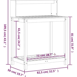 The Living Store Växtbord med hyllor vit 82,5x50x109,5 cm massiv furu - Växtställ