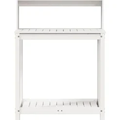 The Living Store Växtbord med hyllor vit 82,5x50x109,5 cm massiv furu - Växtställ