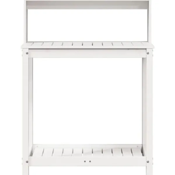 The Living Store Växtbord med hyllor vit 82,5x50x109,5 cm massiv furu - Växtställ