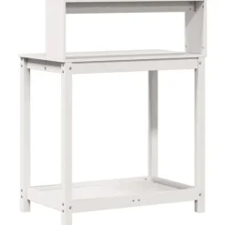 The Living Store Växtbord med hyllor vit 82,5x50x109,5 cm massiv furu - Växtställ