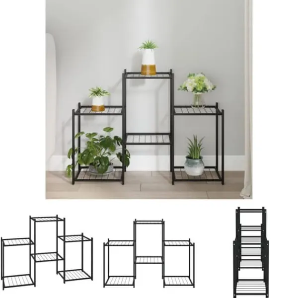 Discount The Living Store Växtställ 83x25x60 cm svart järn - Växtställ Växtställ