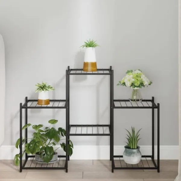Discount The Living Store Växtställ 83x25x60 cm svart järn - Växtställ Växtställ