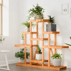 Best The Living Store Växtställ 110x25x96 cm massivt granträ - Växtställ Växtställ
