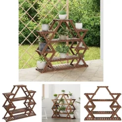 New The Living Store Växtställ 110x25x105 cm massivt granträ - Växtställ Växtställ