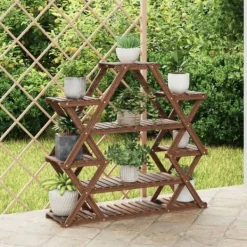New The Living Store Växtställ 110x25x105 cm massivt granträ - Växtställ Växtställ