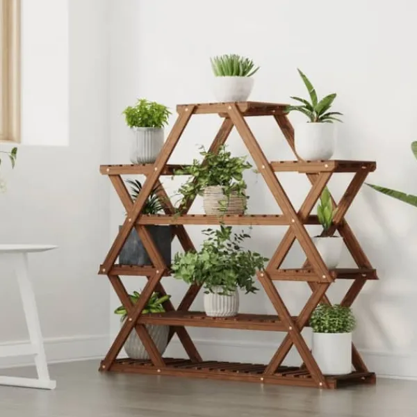 New The Living Store Växtställ 110x25x105 cm massivt granträ - Växtställ Växtställ