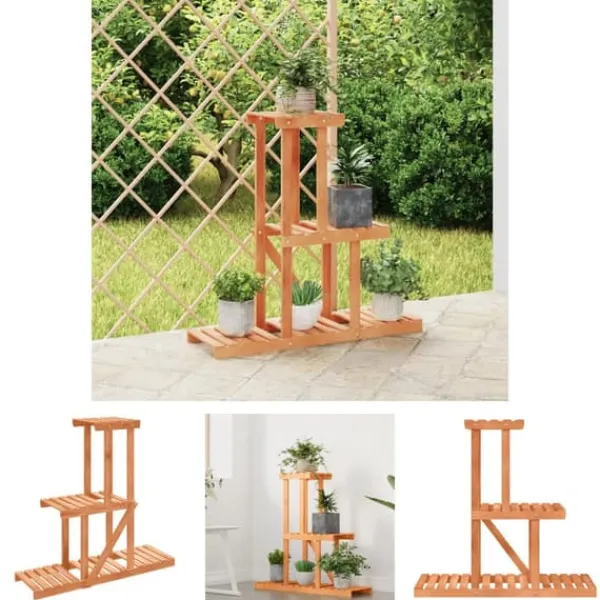 Online The Living Store Växtställ 81x25x75,5 cm massivt granträ - Växtställ Växtställ
