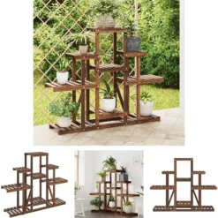 New The Living Store Växtställ 110x25x96 cm massivt granträ - Växtställ Växtställ