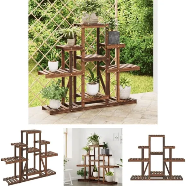 New The Living Store Växtställ 110x25x96 cm massivt granträ - Växtställ Växtställ