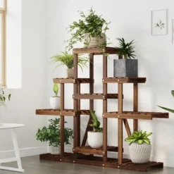 New The Living Store Växtställ 110x25x96 cm massivt granträ - Växtställ Växtställ
