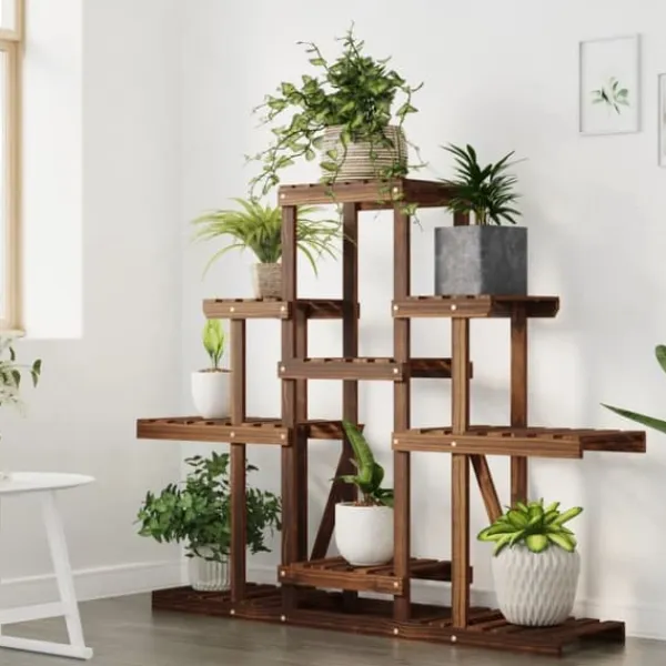 New The Living Store Växtställ 110x25x96 cm massivt granträ - Växtställ Växtställ