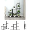 The Living Store Växtställ 94,5x25x88 cm svart metall - Växtställ