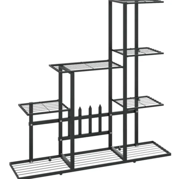 The Living Store Växtställ 94,5x25x88 cm svart metall - Växtställ