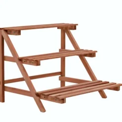 Best The Living Store Växtställ 3 nivåer cedarträ 48x45x40 cm - Växtställ Växtställ