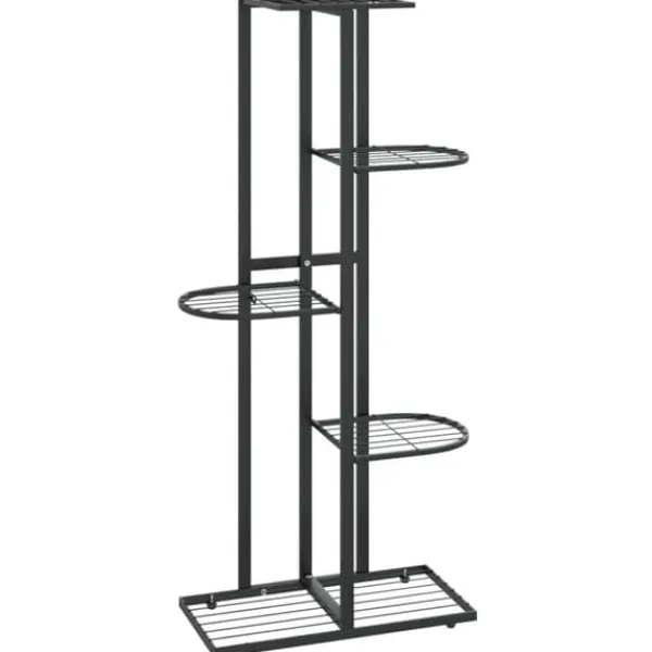 The Living Store Växtställ med 5 hyllor 43x22x98 cm svart metall - Växtställ
