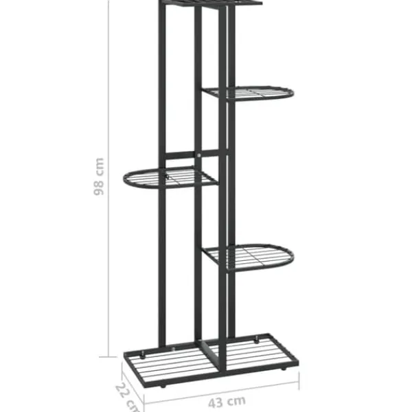 The Living Store Växtställ med 5 hyllor 43x22x98 cm svart metall - Växtställ