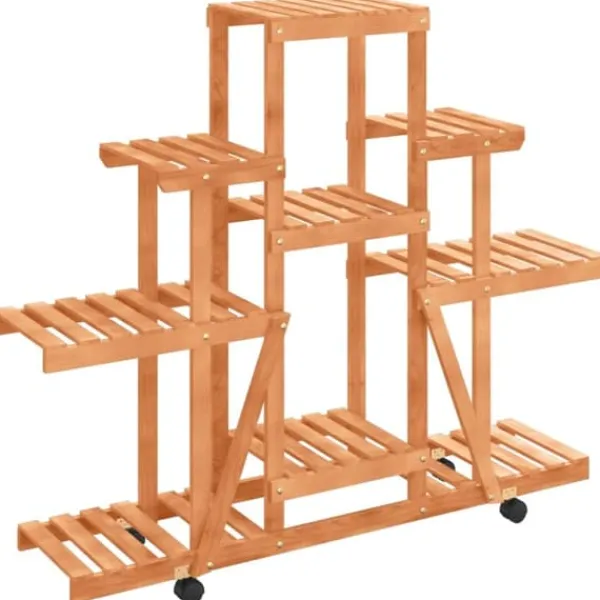 Sale The Living Store Växtställ med hjul 110x25x101 cm massiv furu - Växtställ Växtställ