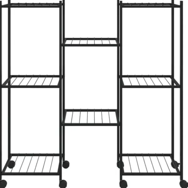 Hot The Living Store Växtställ på hjul 83x25x83,5 cm svart järn - Växtställ Växtställ