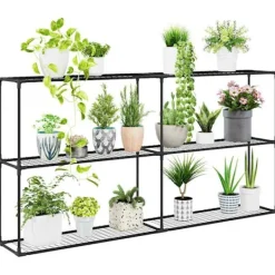 vidaXL 3-Tier växtställ Svart 200 x 32 x 104 cm Stål
