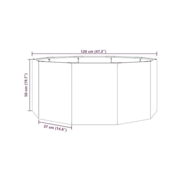 vidaXL Tålig stålkärl - - 120x120x50 cm - Rostig - Montering krävs - Väderbeständig stål