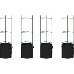 Tomatburar med växtpåsar - Justerbart stålstöd för tomater och vinrankor | Färg: Grön | Storlek: 116 cm | 4 st