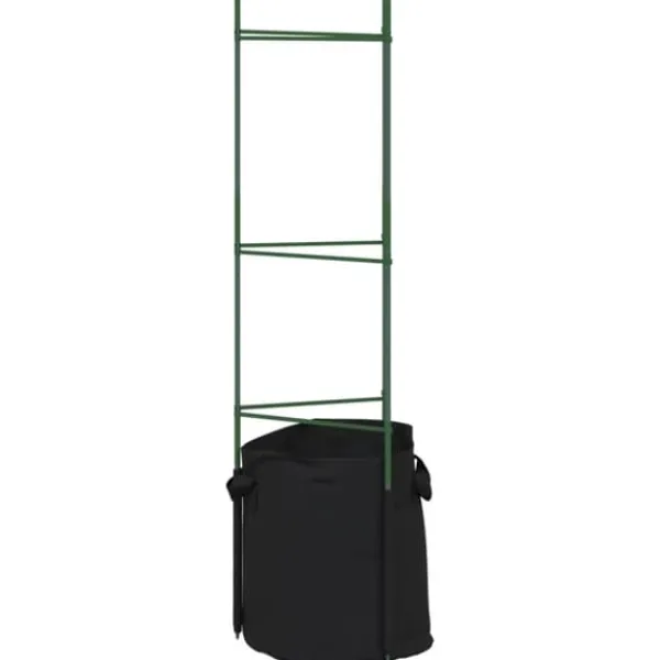 Tomatburar med växtpåsar - Justerbart stålstöd för tomater och vinrankor | Färg: Grön | Storlek: 116 cm | 4 st