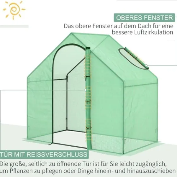 Hot Tomatväxthus 180x100x168 cm, stål/PVC, med dörr & fönster – trädgårdsdrivhus Växthus
