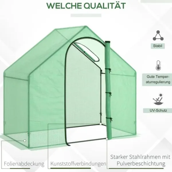 Hot Tomatväxthus 180x100x168 cm, stål/PVC, med dörr & fönster – trädgårdsdrivhus Växthus