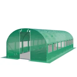 Discount TOOLPORT Tunnelväxthus Växthus 4x8m stabil & hållbar med fönster - 180 g/m² tjock PE-presenning grön transparent Växthus
