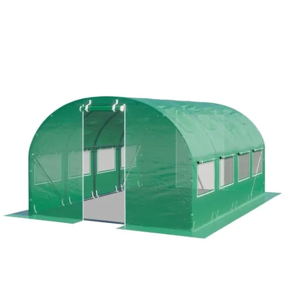 TOOLPORT Tunnelväxthus Växthus 3x4m stabil & hållbar med fönster - 180 g/m² tjock PE-presenning grön transparent