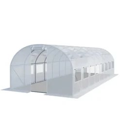 Clearance TOOLPORT Tunnelväxthus Växthus 4x8m stabil & hållbar med fönster - 180 g/m² tjock PE-presenning vit transparent Växthus