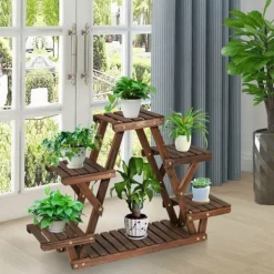 Trä Plantstånd, 99×25×65 cm, Kolsvart