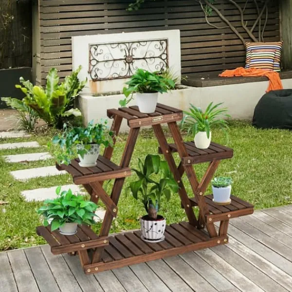 Trä Plantstånd, 99×25×65 cm, Kolsvart