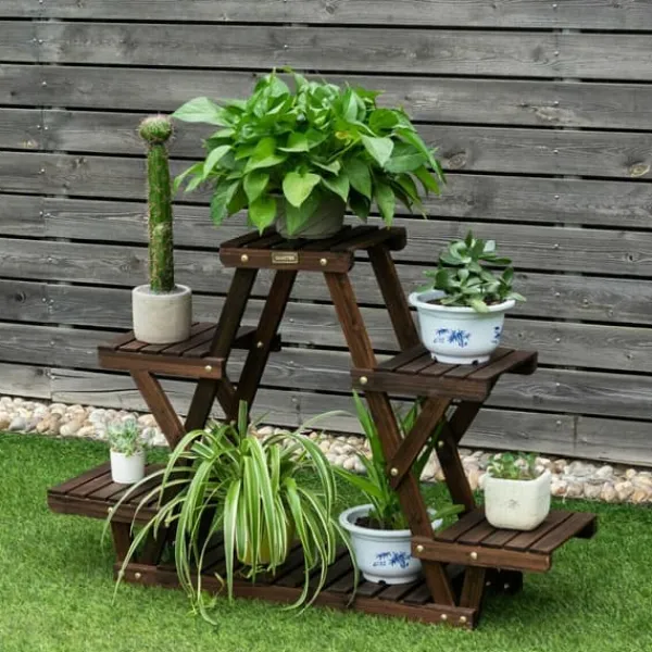 Trä Plantstånd, 99×25×65 cm, Kolsvart