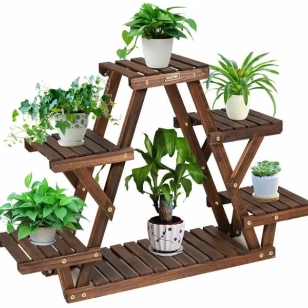 Trä Plantstånd, 99×25×65 cm, Kolsvart